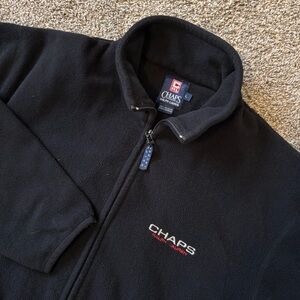 Chaps Ralph Lauren Black Full-Zip‎ Fleece Jacket Size L Vintage 90’s